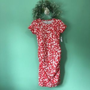 Red Floral Maternity Jersey Dress